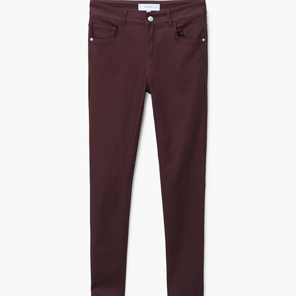 MANGO skinny coated jeans in burgundy stretch - Picture 2 of 8